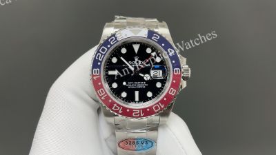 Clean Factory Rolex GMT-master ii 40mm 3285 Movement Pepsi Bezel Oyster Watch